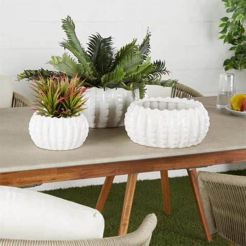 White Ceramic Planter 8"