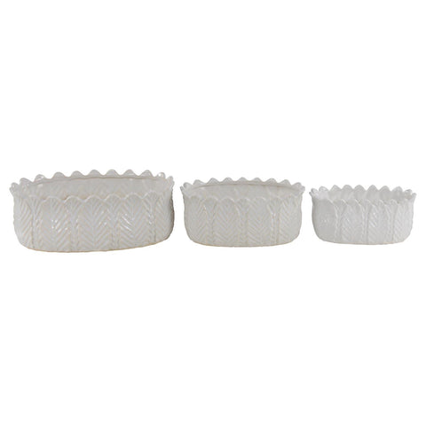White Leaf Planter 12"