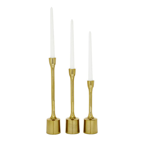 Gold Tapered Candle Holder 10"