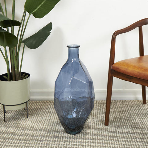 Blue Recycled Glass Vase 24"