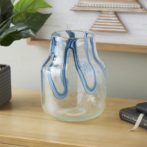 Wavy Blue Vase 10"