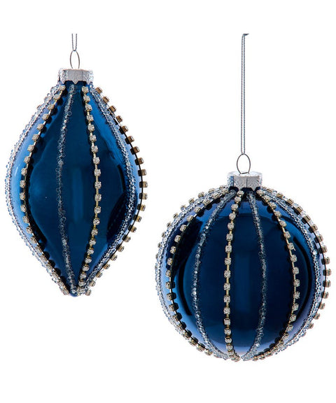 Blue Finial Ball W/Stone