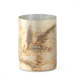Lg Cream w/Silver Interior Pine Sprig Etched Glass