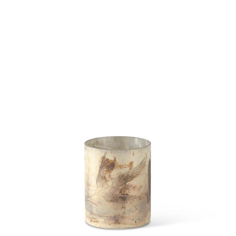 Sm Cream w/Silver Interior Pine Sprig Etched Glass