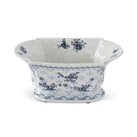 Oval Fluted Bowl Blue/White