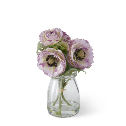 Ranunculus in Glass Vase Purple