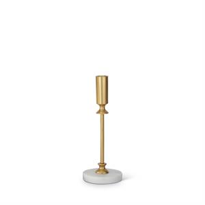 10.75 Inch Slender Gold Metal Taper Candleholders w/ White Marble Base