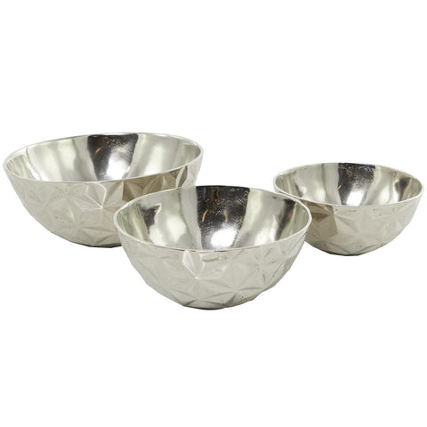 Silver Faceted Bowl 14"