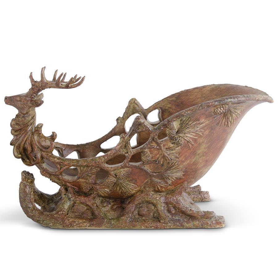 Brown Resin Deer Sleigh