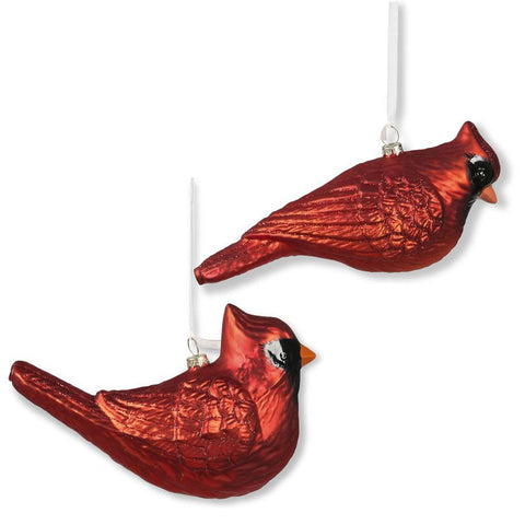 Assorted Red Glass Cardinal Ornament w/Red Glitter