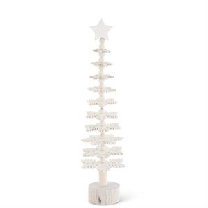Med Stacked White Wood Snowflake Tree