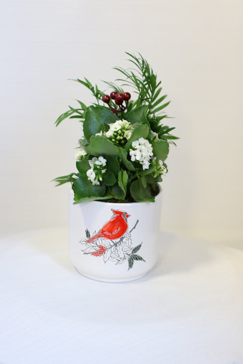 Merry Cardinal Planter Sm