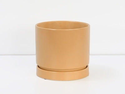 planter with attached saucer Carmel Attached Saucer Planter, Sunset Peach – Monarch Garden and Floral Design