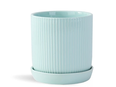 Fluted Cylinder Planter, Pastel Green