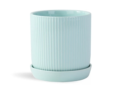 Fluted Cylinder Planter, Pastel Green