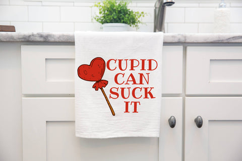 Valentine's Day Cupid Can Suck It Kitchen Towel