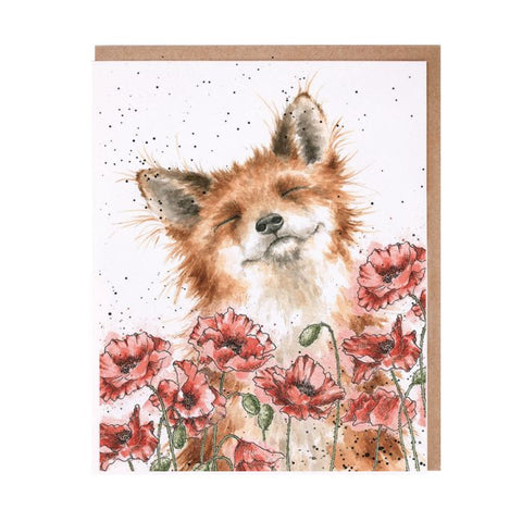 'Poppy Field' Fox Card