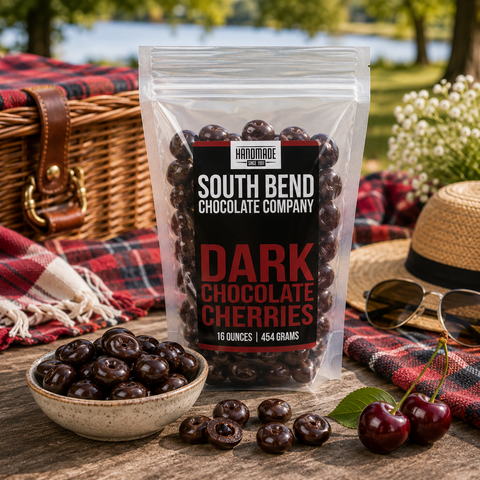 Handmade Dark Chocolate Coated Dried Michigan Cherries: 8oz