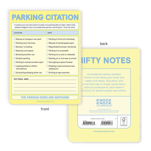 Parking Citation Nifty Note Pad (Pastel Version) – Monarch Garden and ...