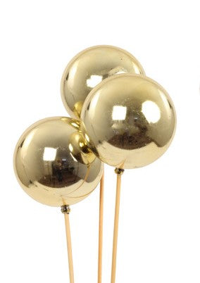 Gold Ball Ornament on Stick S/3